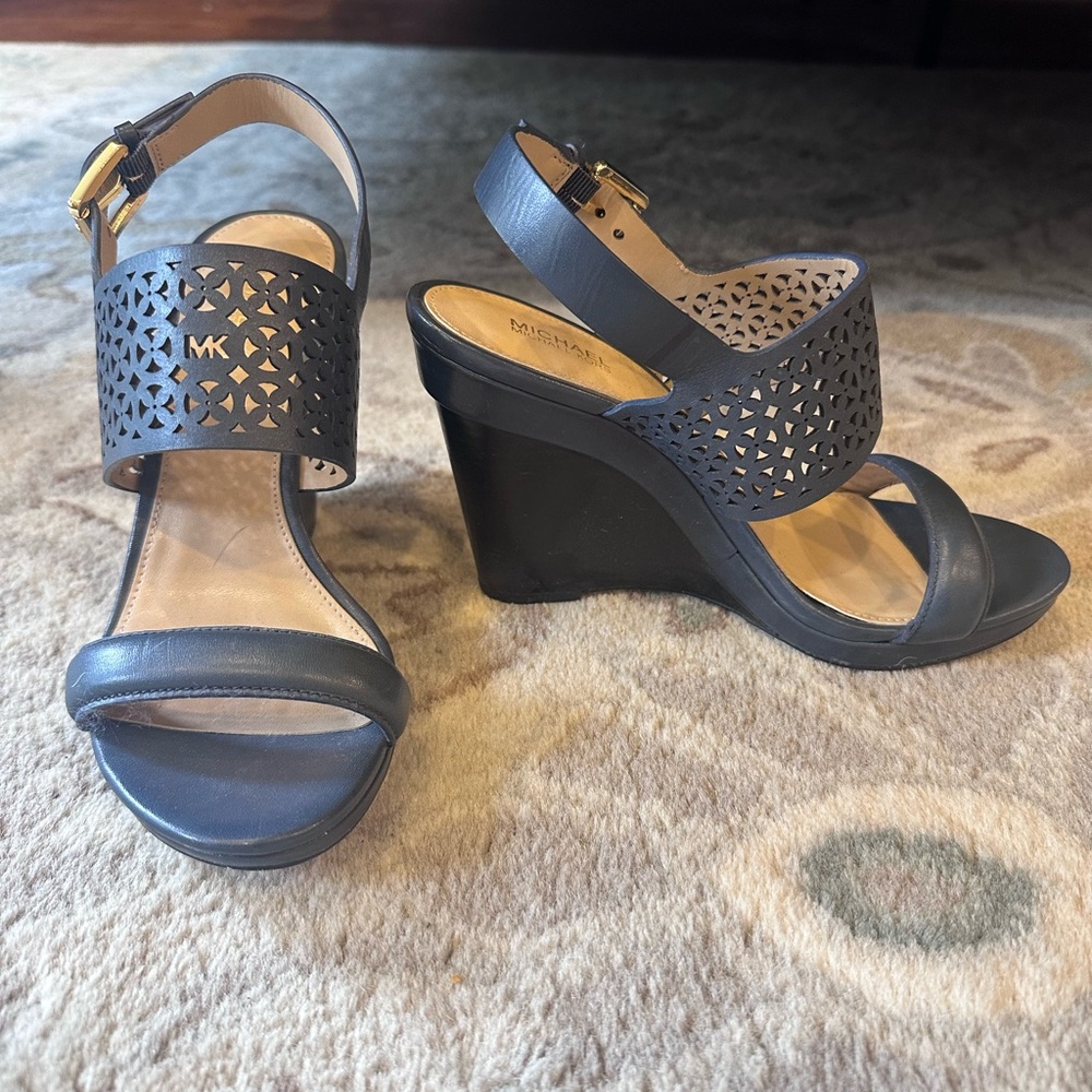 Michael Kors Sonya Wedge Dark Blue Sandals